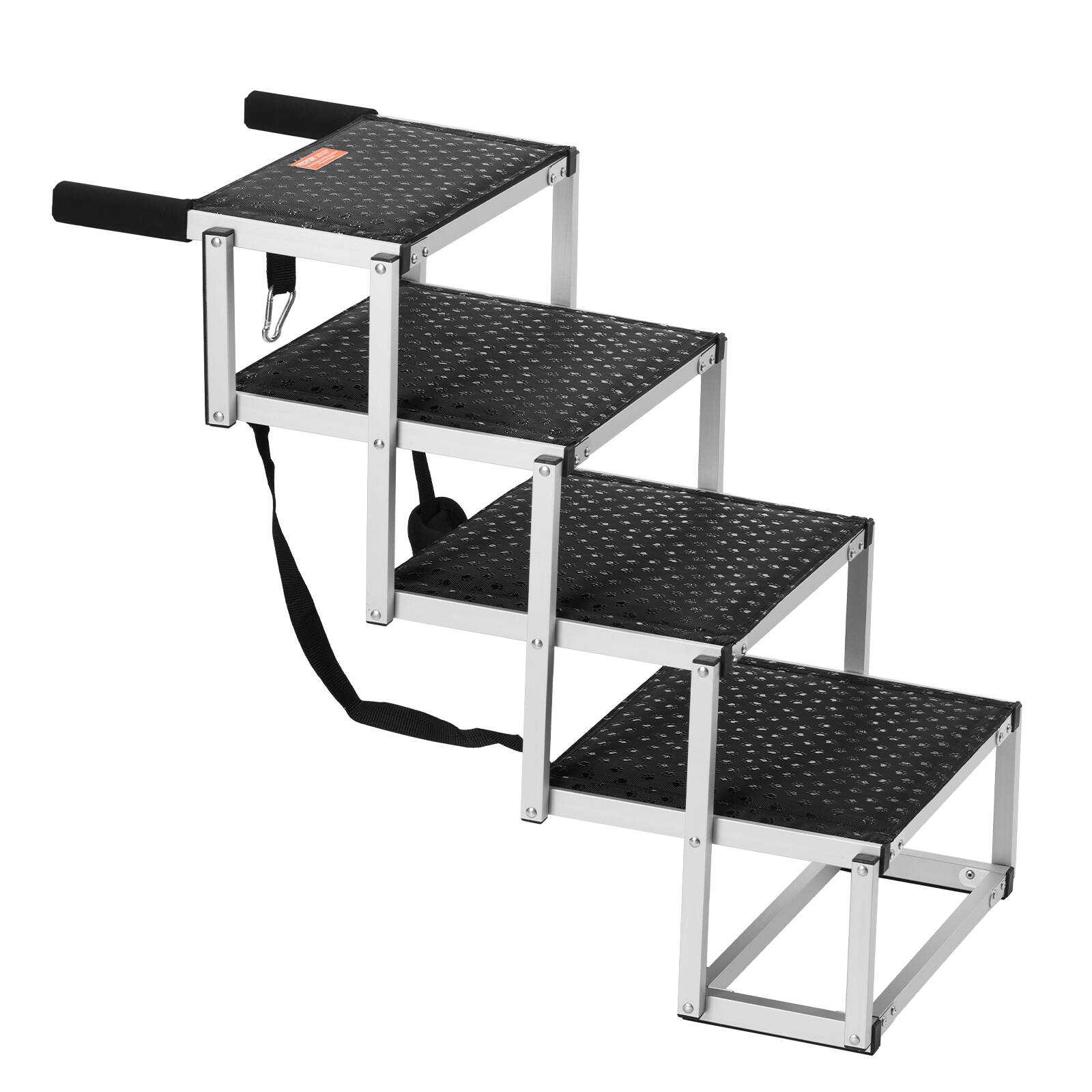 Alt View 5. VEVOR - Dog Stair for Cars, Wide 4-step Dog Car Steps, Folding Dog Car Ramp with Nonslip Surface, Supports up to 150 lbs - Black.