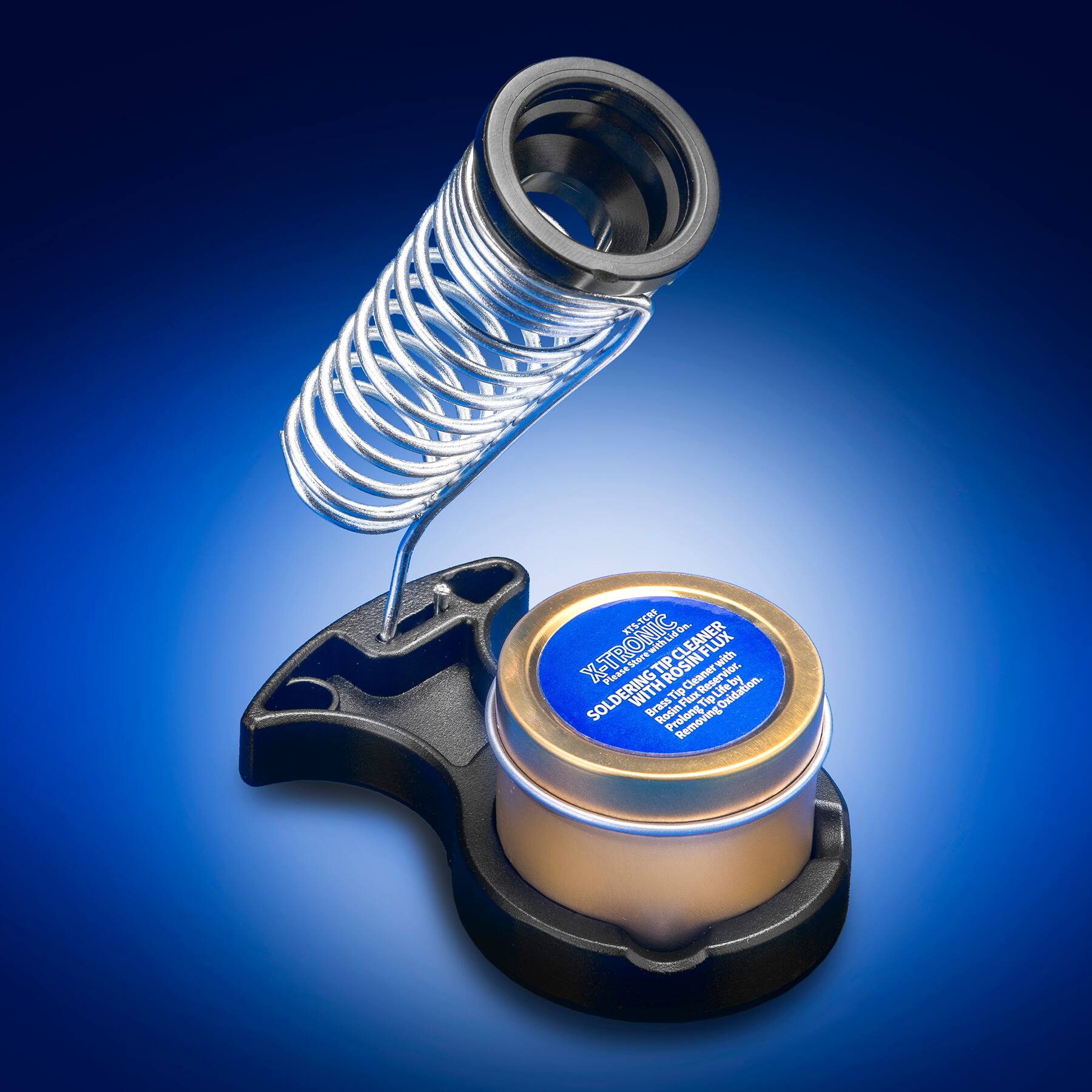 XTS-TCRF Lid CLEANER On. X-TRONIC with with Please Store Store TIP ROSIN Please Cleaner Reservoir. Lifeby SOLDERING WITH Brass Rosin Protong nie Tip Flux Tip Oxidation.