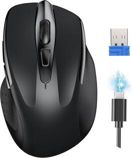 PO3TICJUNKI3 - Mouse Rechargeable 4g -a Silent Quiet Click Adjustable Cordless Computer Mice Buttons Chromebook Ergo Grip - Wired - Black