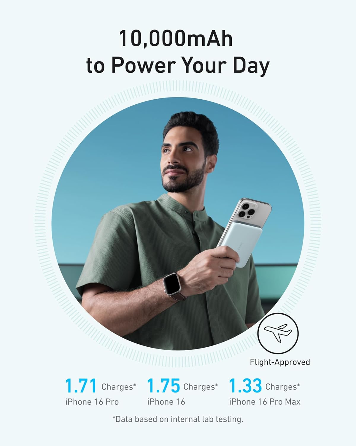 10,000mAh to Power Your Day

Flight-Approved

1.71 Charges* iPhone 16 Pro
1.75 Charges* iPhone 16
1.33 Charges* iPhone 16 Pro Max

*Data based on internal lab testing.