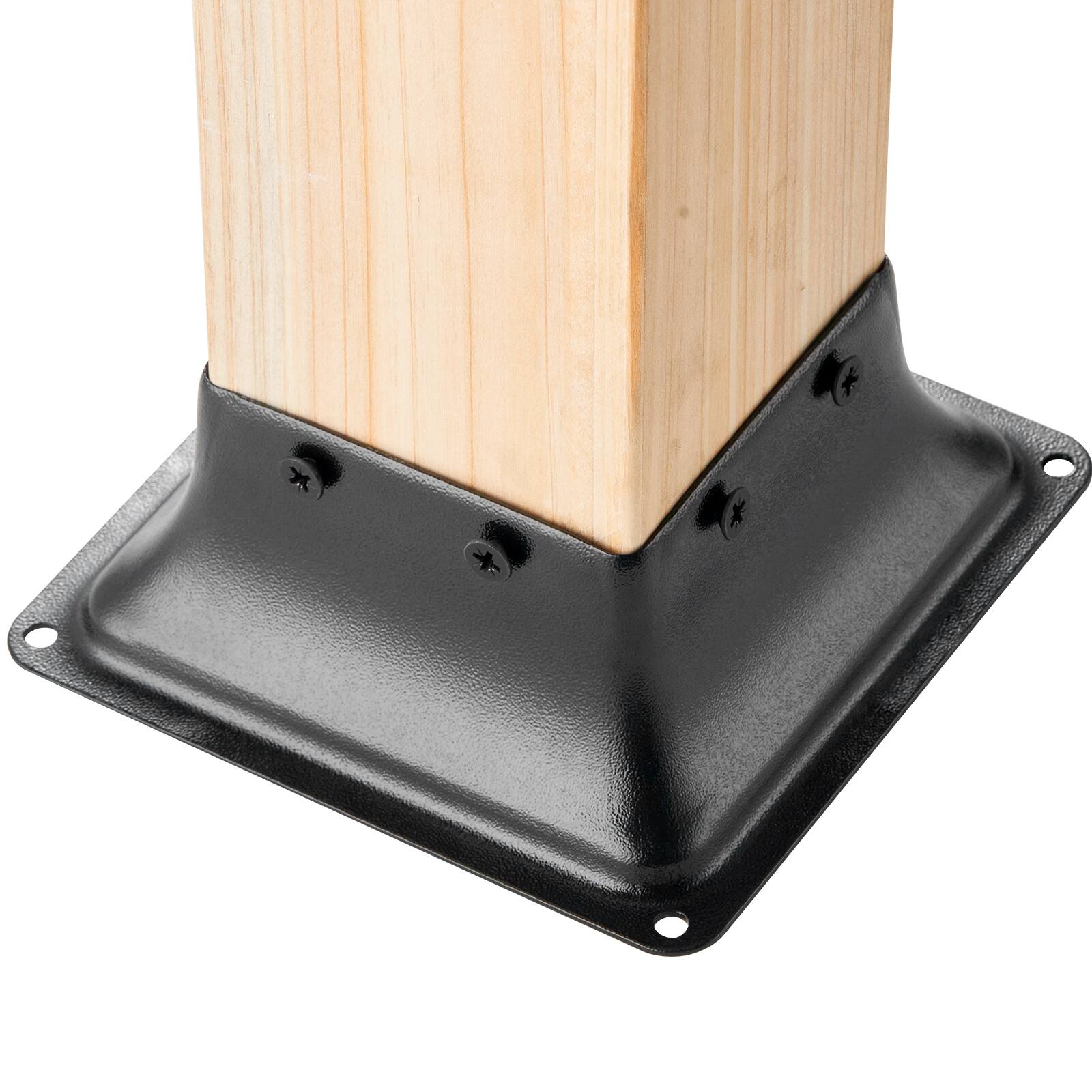 Alt View 5. VEVOR - 4x4 Post Base 4Pcs, Internal 3.6"x3.6" Heavy Duty Powder-Coated Steel Post Bracket Fit for Standard Wood Post Anchor - Black.