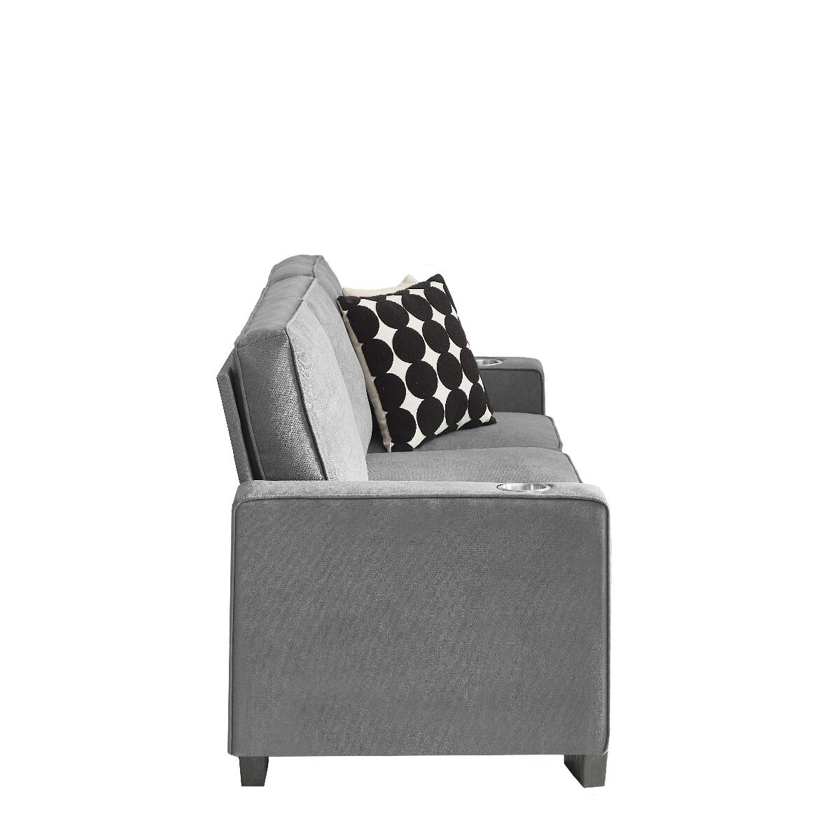 Alt View 10. Ropilly - Ropilly Gray 3 Seater Fabric Sofa Compressed Couch with Built In Cup Holders for Living Room Bedroom Office - Gray.