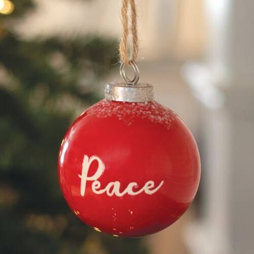 Front. BreeBe - Red Ceramic Ornament "Peace" - Red.