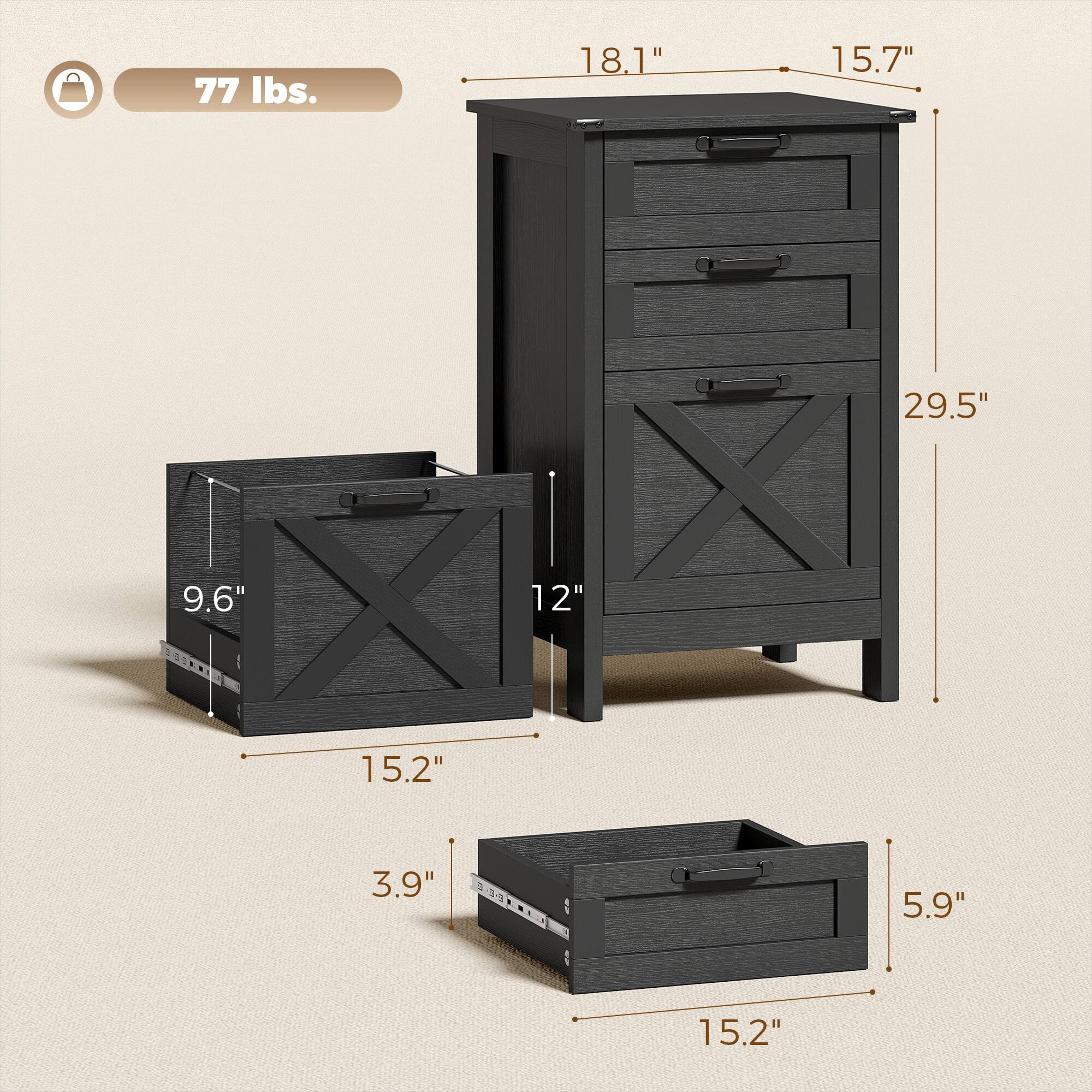 77 lbs.  
18.1" x 15.7" x 9.6"  
29.5" x 12" x 15.2"  
3.9"  
5.9" x 15.2"