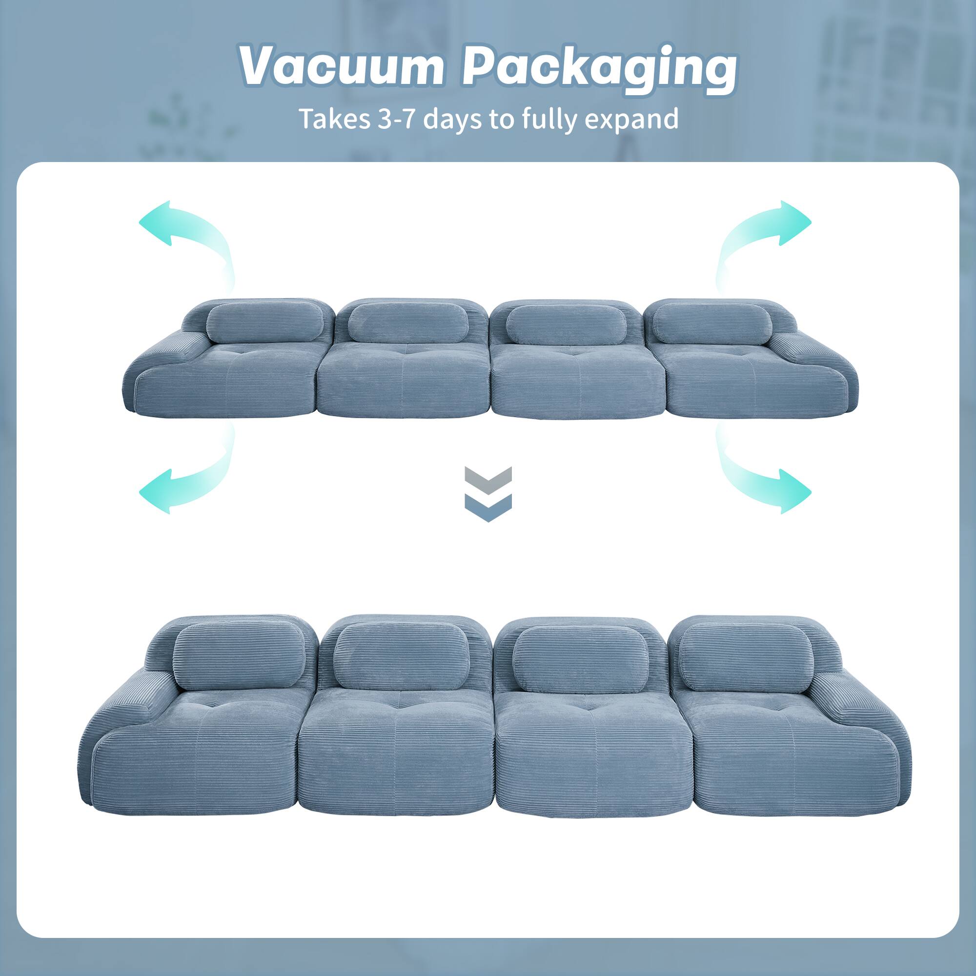 Vacuum Packaging  
Takes 3-7 days to fully expand