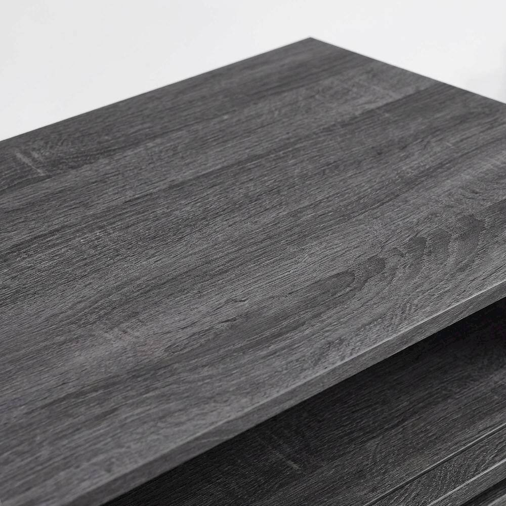 Back. FurniFact - Wooden Wall-Mount Nightstand in Gray Finish with Contemporary Design - Gray.