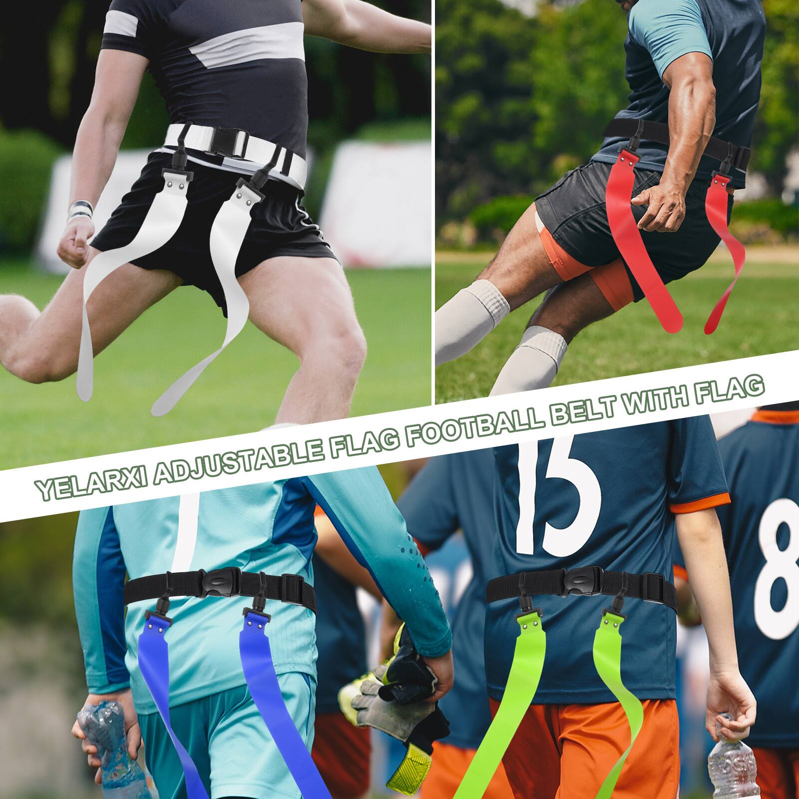 YELARXI ADJUSTABLE FLAG FOOTBALL BELT WITH FLAG