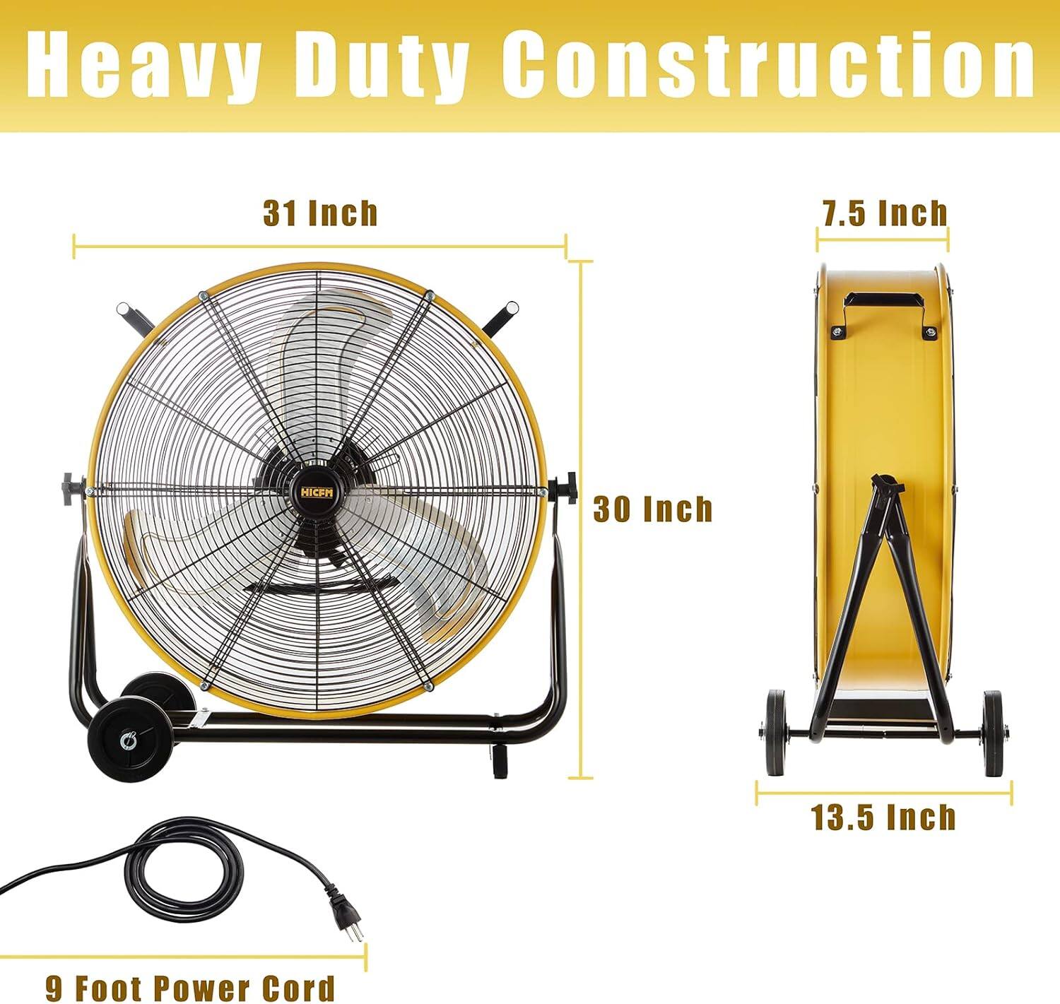 Heavy Duty Construction  
31 Inch  
7.5 Inch  
30 Inch  
13.5 Inch  
9 Foot Power Cord