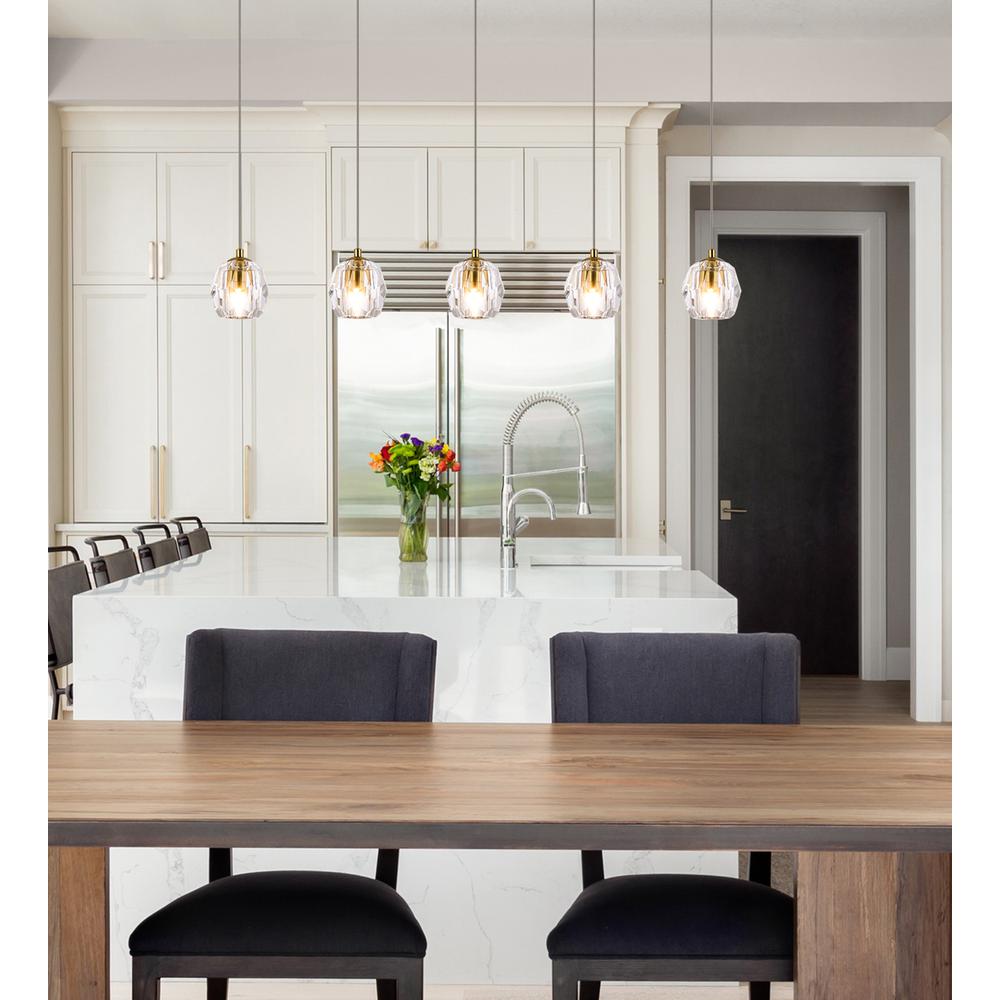 Left. Elegant Lighting - Eren 5 lights Gold pendant - Gold.