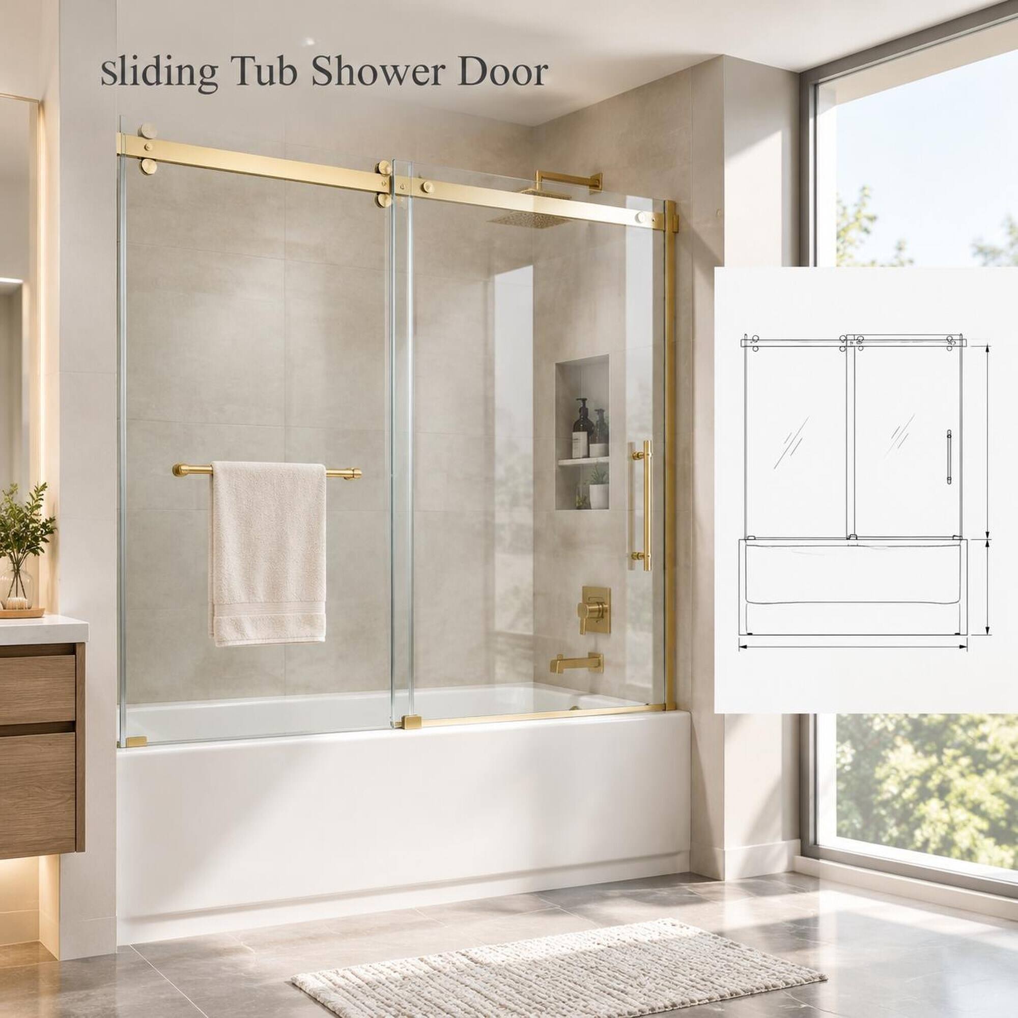 Sliding Tub Shower Door