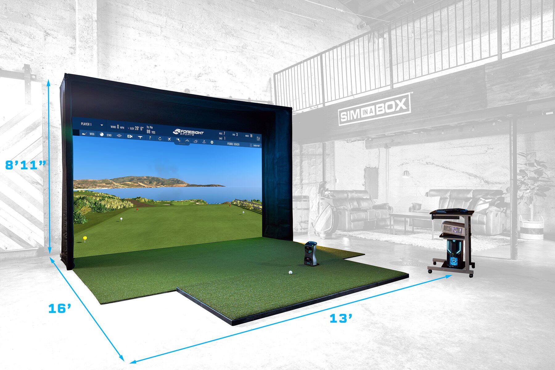Alt View 11. Foresight Sports - Sim-In-A-Box Eagle Plus - GCQuad Launch Monitor & Simulator Bundle - Black.
