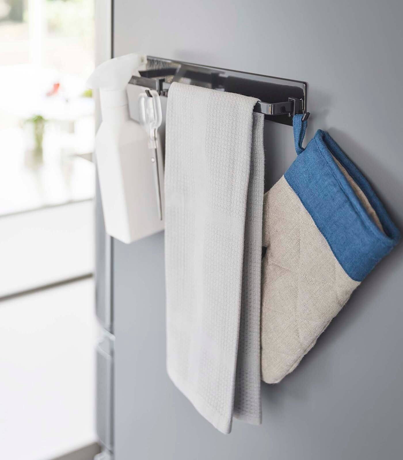 Alt View 9. Yamazaki Home - Magnetic Kitchen Towel Hanger - Steel - Black.
