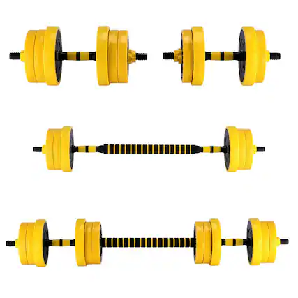 Front. Qeetex - 2-In-1 Adjustable Dumbbell & Barbell Set 44 Lbs – Free Weights with Connector for Home Gym Training - Yellow.