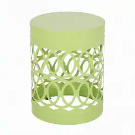 RYHNUYNE - Modern Metal Outdoor Side Table with Decorative Design, Outdoor End Table for Patio Garden and Balcony - Green