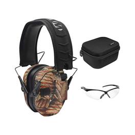 Walker’s - Walker's Razor Slim Earmuff with Shooting Glasses and Hard Case (3 Items) - Multicolor