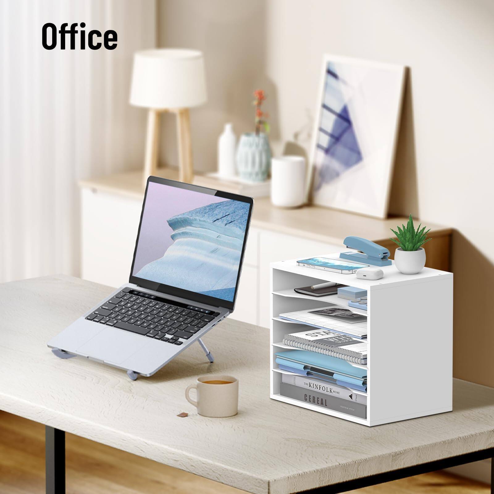 Paradigms Interiors 5 tier Wood Desk Organizer Paper Tray For With ...