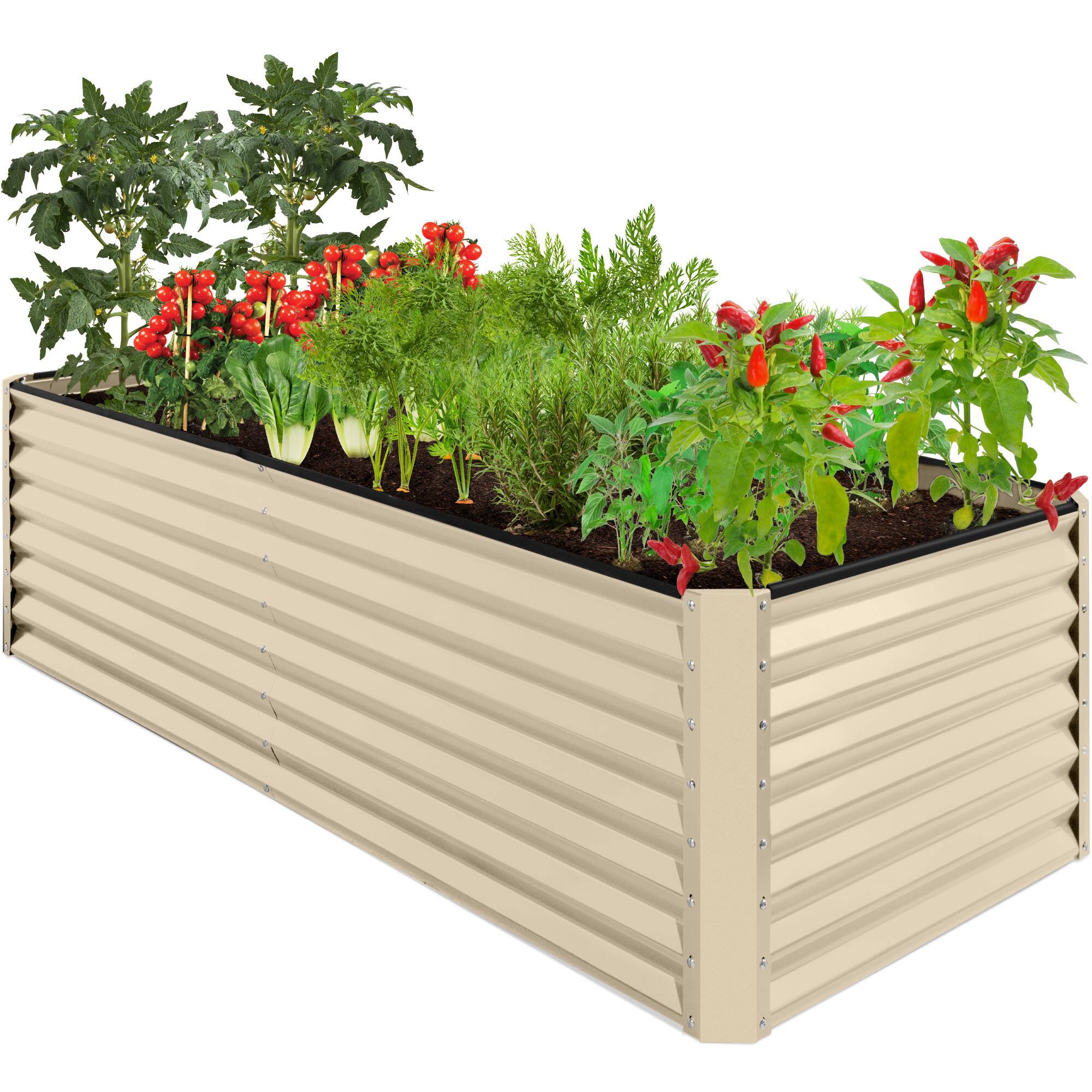 Front. Best Choice Products - Best Choice Products 8x4x2ft Outdoor Metal Raised Garden Bed, Planter Box for Vegetables, Flowers, Herbs - Beige - Beige.