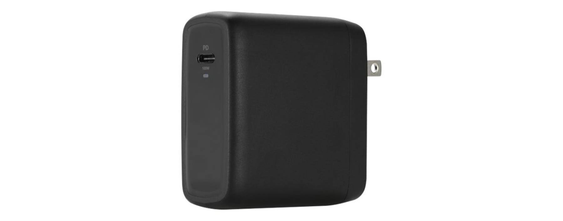 Left. Kensington - 100W USB-C GaN Power Adapter Compact with Foldable Plug, 2m USB-C Cable - K33821NA.