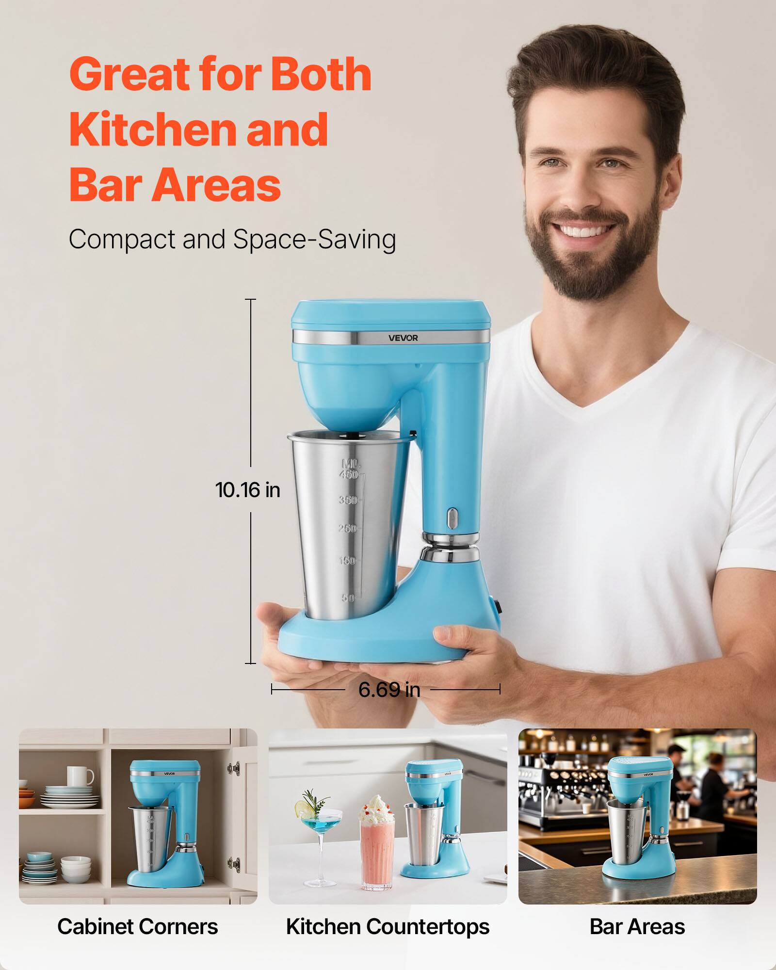Great for Both Kitchen and Bar Areas  
Compact and Space-Saving  

VEVOR 10.16 in  
6.69 in  

Cabinet Corners  
Kitchen Countertops  
Bar Areas