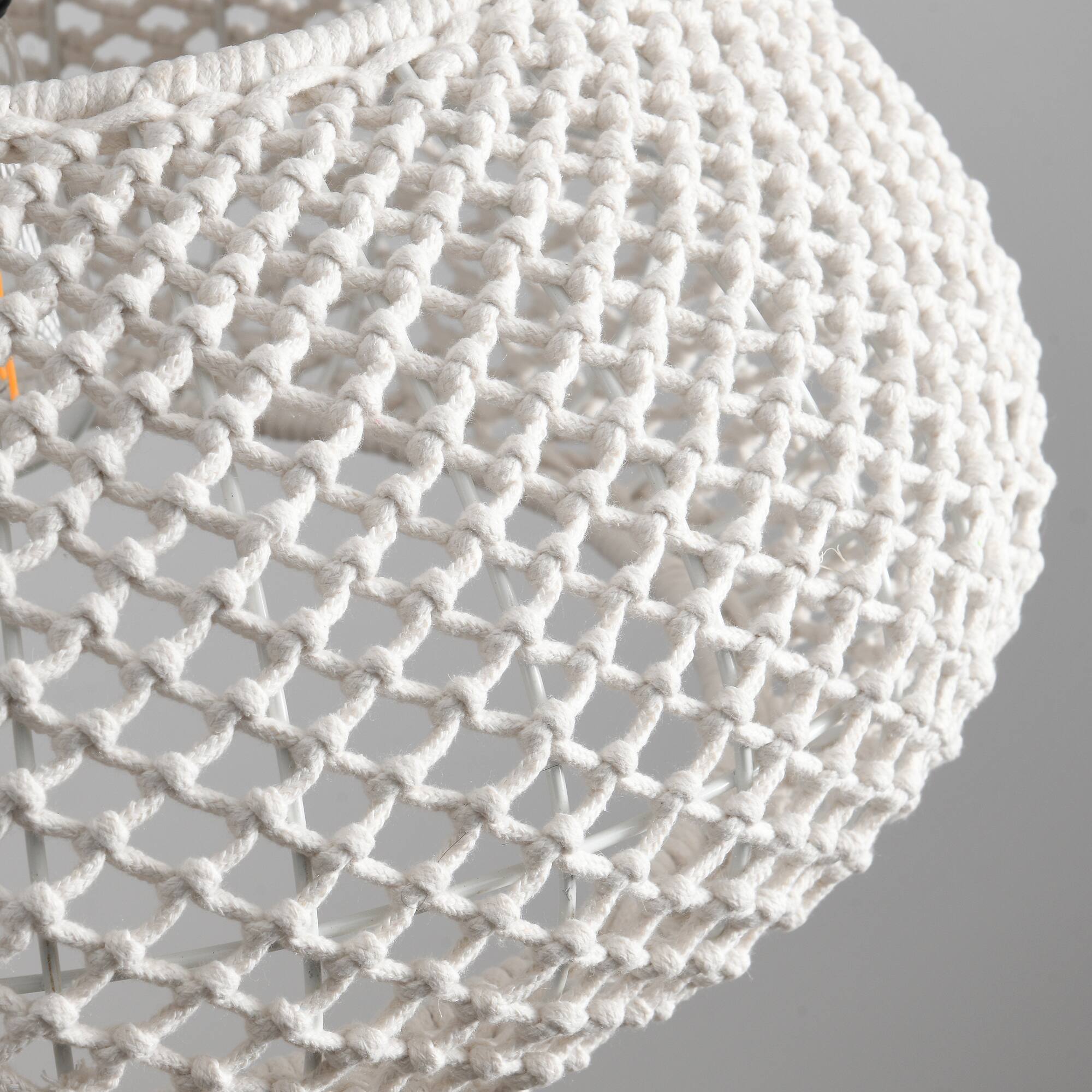 Alt View 9. Parrot Uncle - 1-Light Rustic Beige Hand-Woven Cotton Hanging Basket Pendant Light.