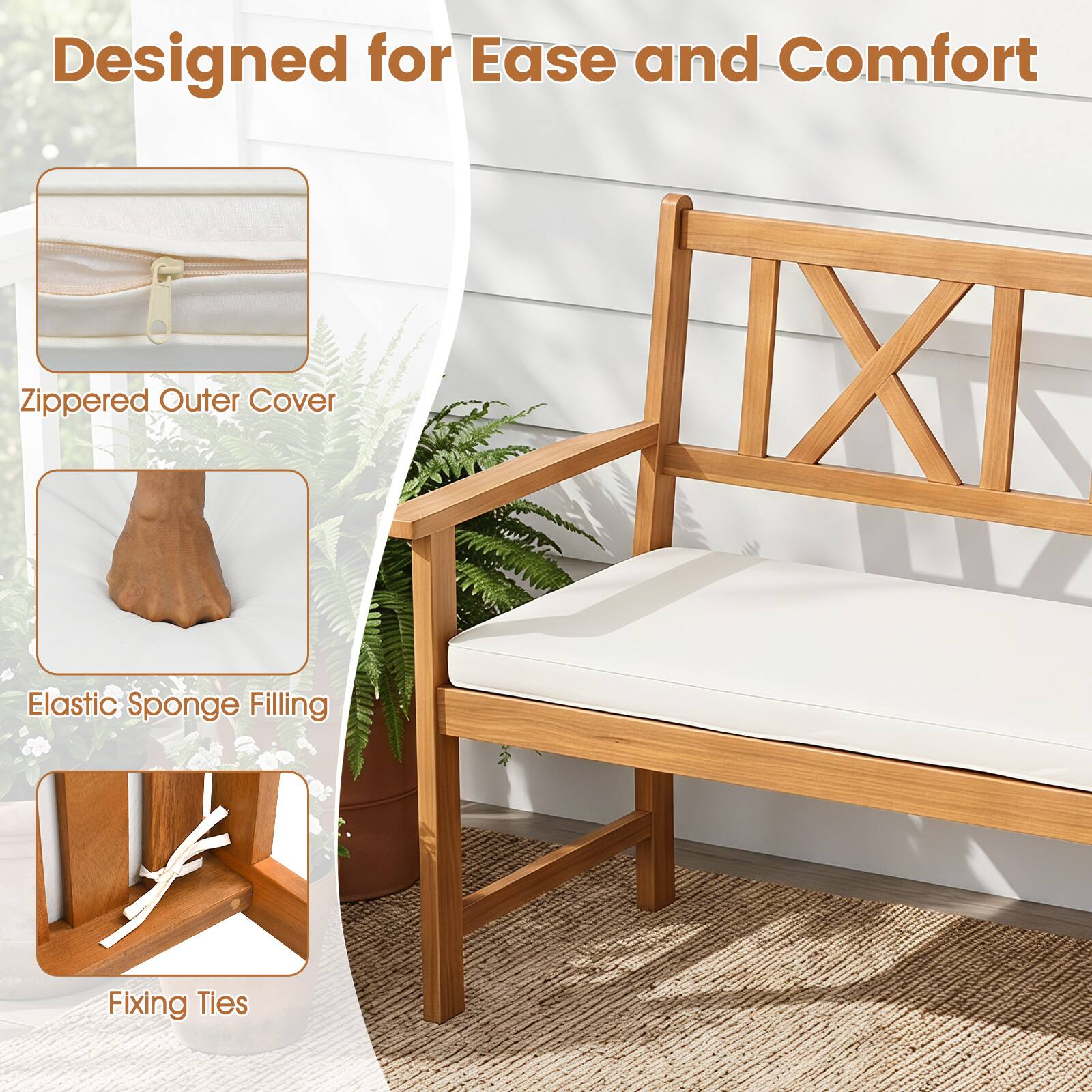 Designed for Ease and Comfort

- Zippered Outer Cover
- Elastic Sponge Filling
- Fixing Ties