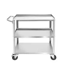 JETRANSPORT - 3 Tier Stainless Steel Utility Cart Commercial Heavy Duty Rolling Food Storage Service Trolley With - 19 W x 31 L x 34 H