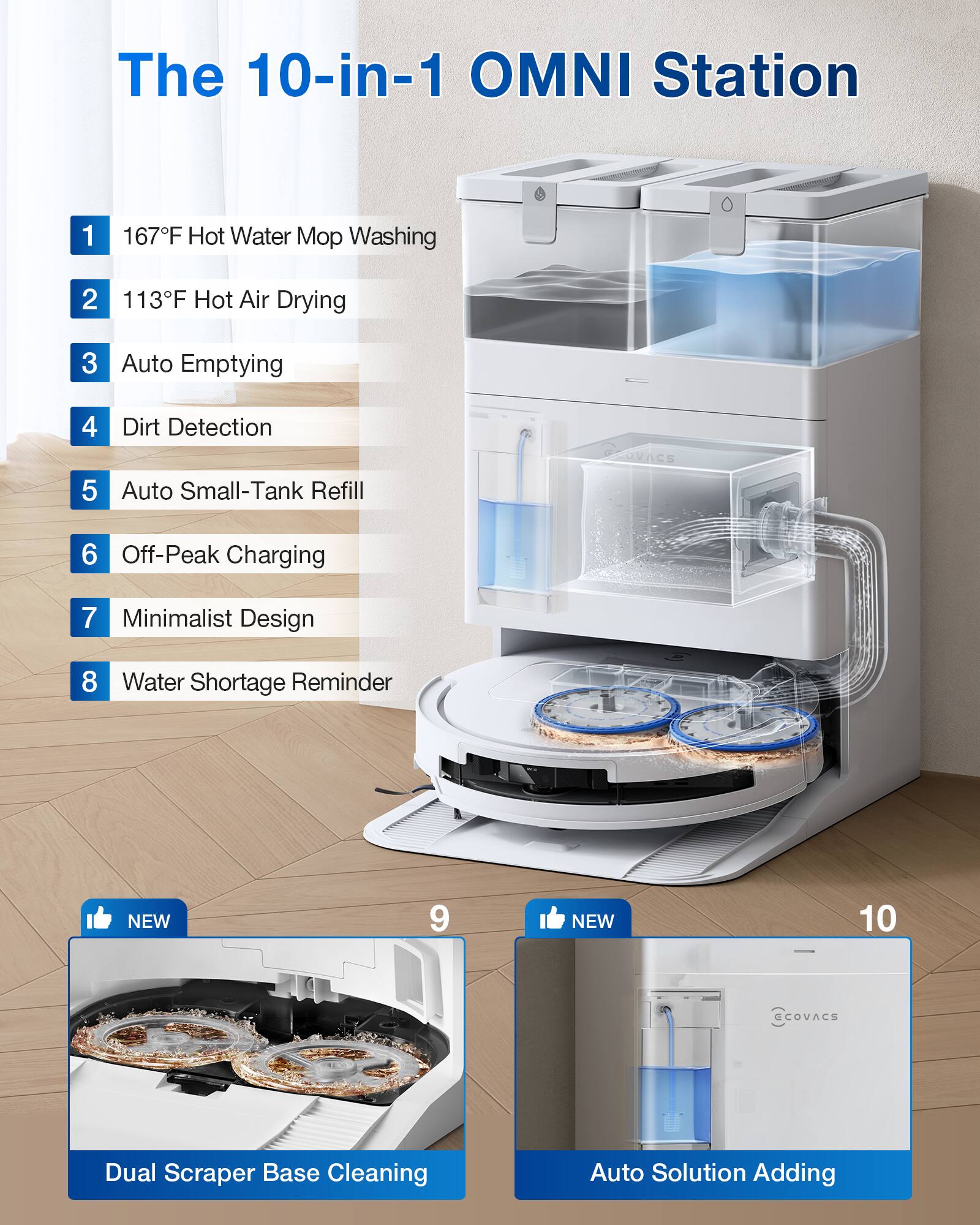 ECOVACS Robotics DEEBOT T50 PRO Omni Robot Vacuum ＆ Mop, 3.19