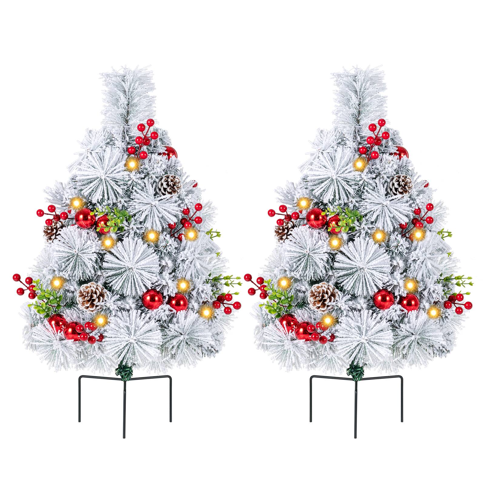 Alt View 9. Costway - Costway Set of 2 26 Inch Pre-Lit Pathway Christmas Tree Battery Operated - Green.