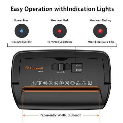 Bonsaii 10 Sheet Cross Cut Paper Shredder 4 Min Runtime, 5.5 Bonsaii 10 Sheet Cross Cut Paper Shredder 4 Min Runtime, 5.5