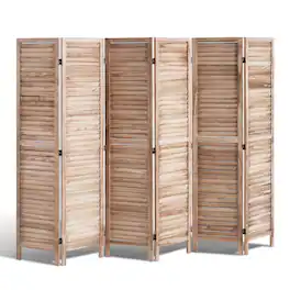 VEVOR - Room Divider, 6 Panel Folding Privacy Screen, 66.9 Inches Tall Indoor Louvered Partition Divider - Wood