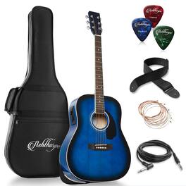 Ashthorpe - Full-Size Dreadnought Acoustic-Electric Guitar Bundle - Tonewoods - Blue
