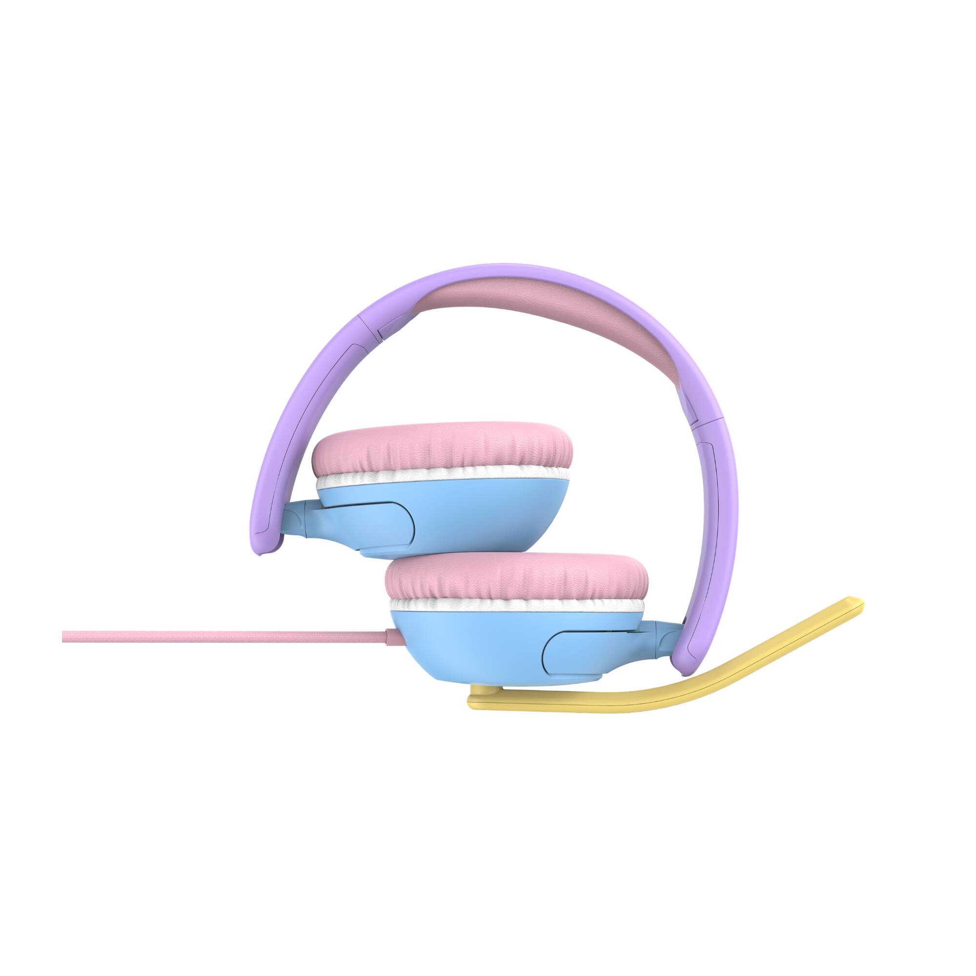 Angle. myFirst - myFirst CareBuds Link W2, Foldable Wired Headphone with Kids Safe Volume Limit & Boom Mic - Cotton Candy - Mix.