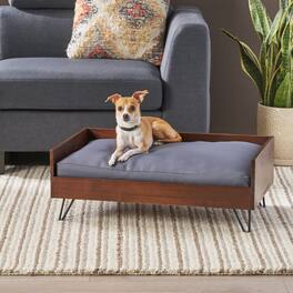 Zeus & Ruta - Wood Pet Bed with Iron Legs for Small to Medium Sized Pets - Brown