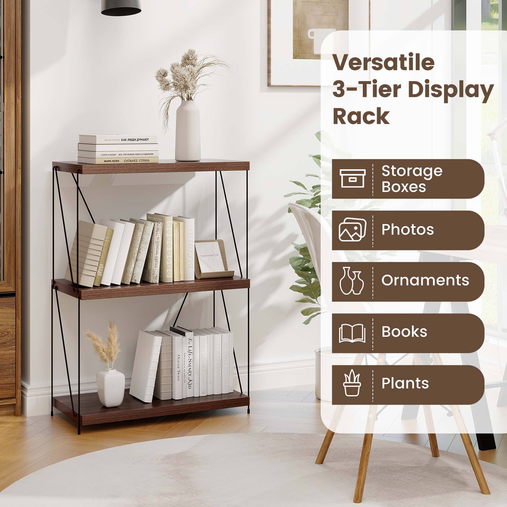 Versatile 3-Tier Display Rack - Storage Boxes, Photos, Ornaments, Books, Plants