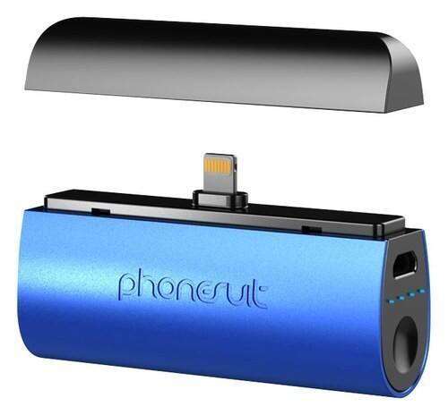 Front. PhoneSuit - Flex Pocket Charger XT Portable Charger for Select Apple® iPhone® iPod® and iPad® Models - Blue.