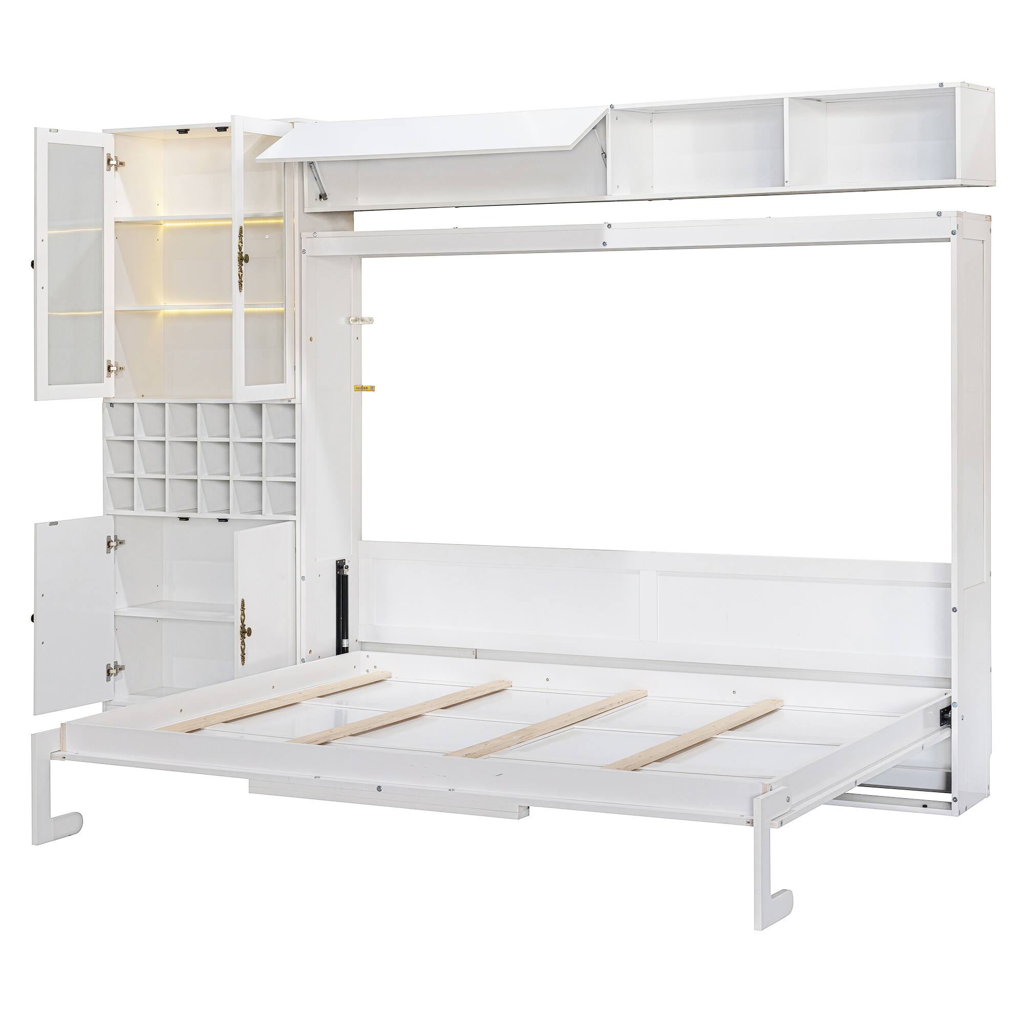 Alt View 5. Tiramisubest - Queen Size Murphy Bed with Sofa, Shelves, USB & Light, White, 114x41x84 inches, 485 pounds - White.