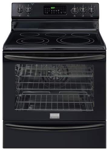 Front. Frigidaire - Gallery 30" Self-Cleaning Freestanding Electric Convection Range - Black.