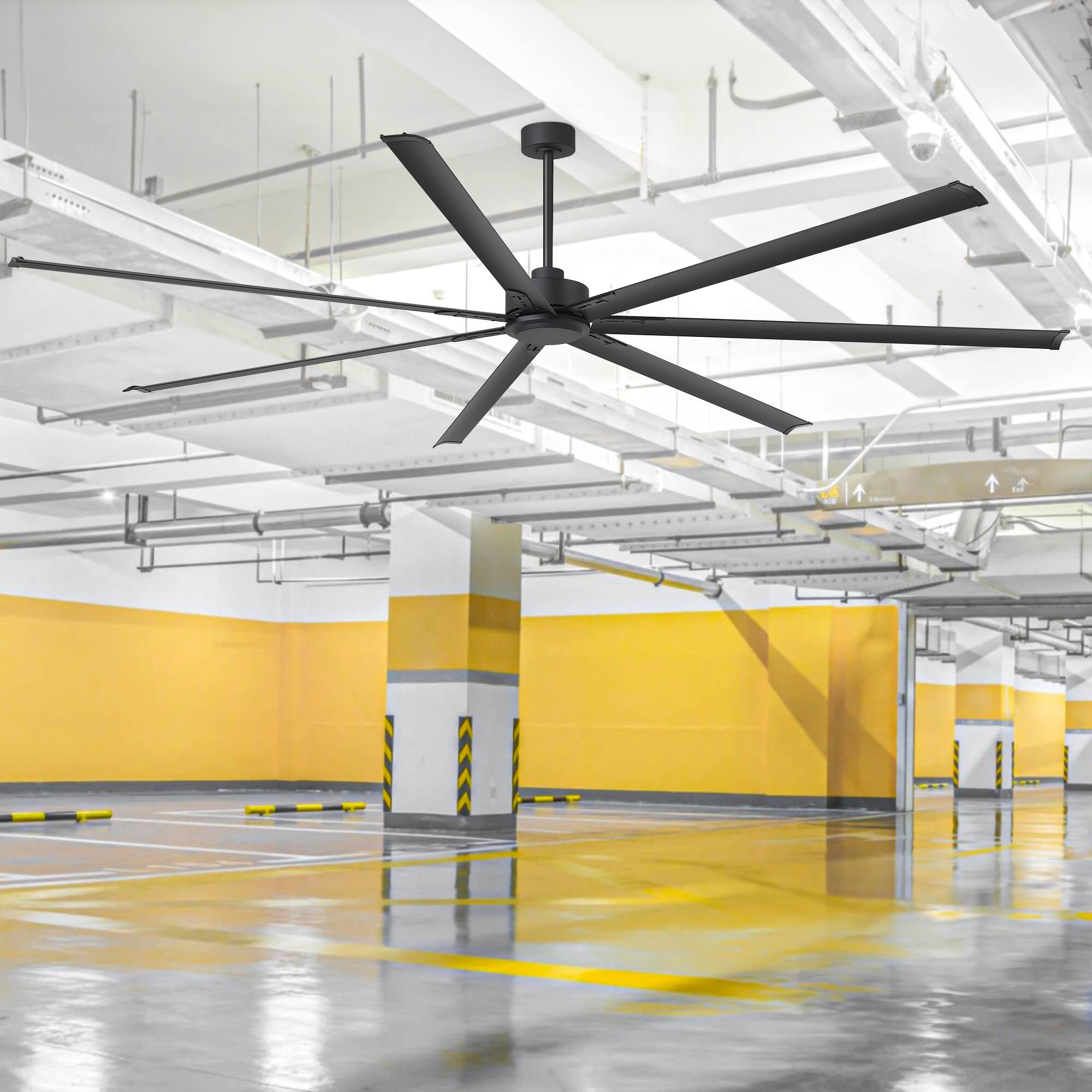 Back. Breezary - 108-Inch Ceiling Fan with 7 Blades, DC Motor, Adjustable Speeds, Remote Control, and Timed Settings - 108-inch black.