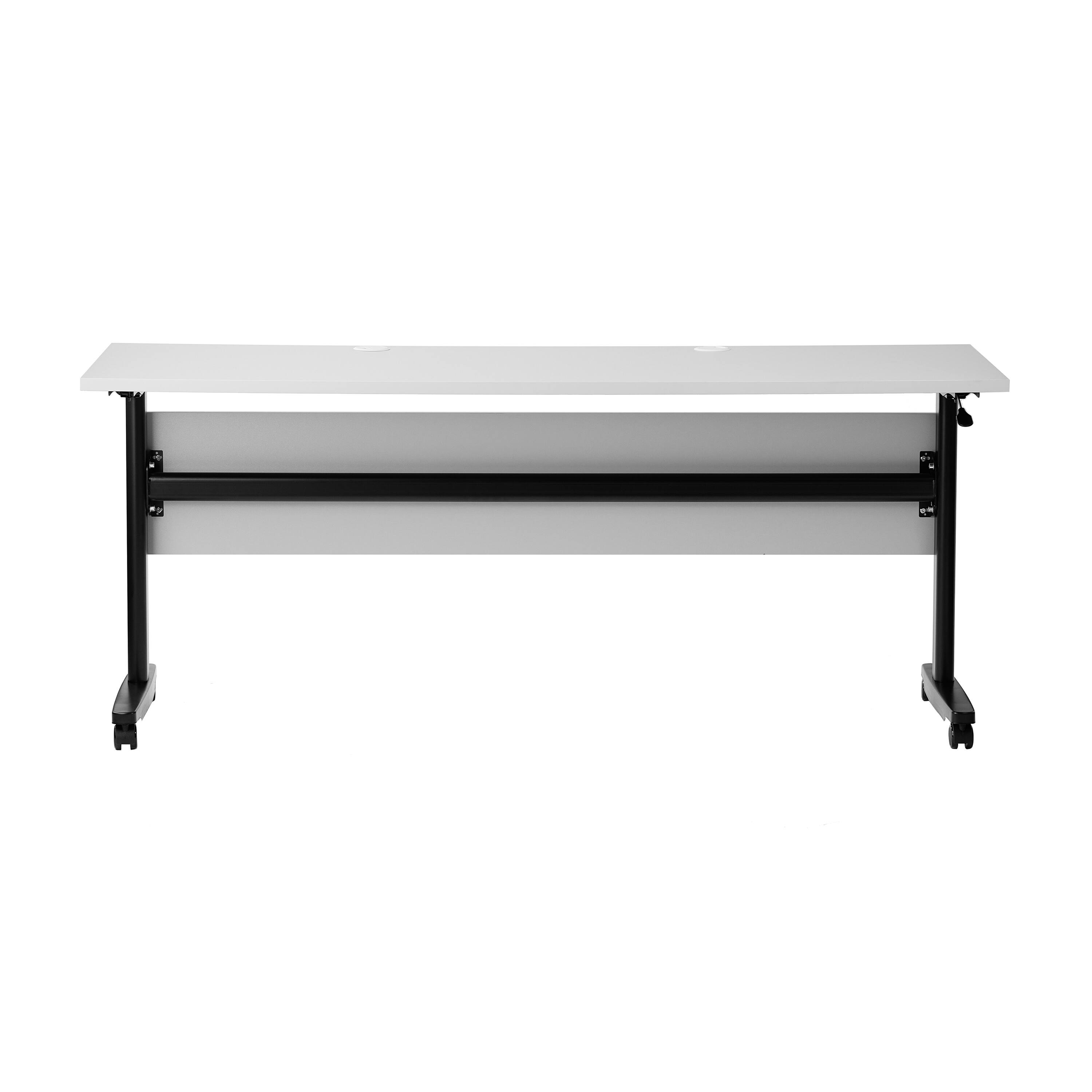 Alt View 7. Emma + Oliver - Hahn Heavy-Duty Flip Top Training Table with Nesting Design, Privacy Panel, T-Legs, Tabletop, Metal Frame - Gray Top/Black Frame.