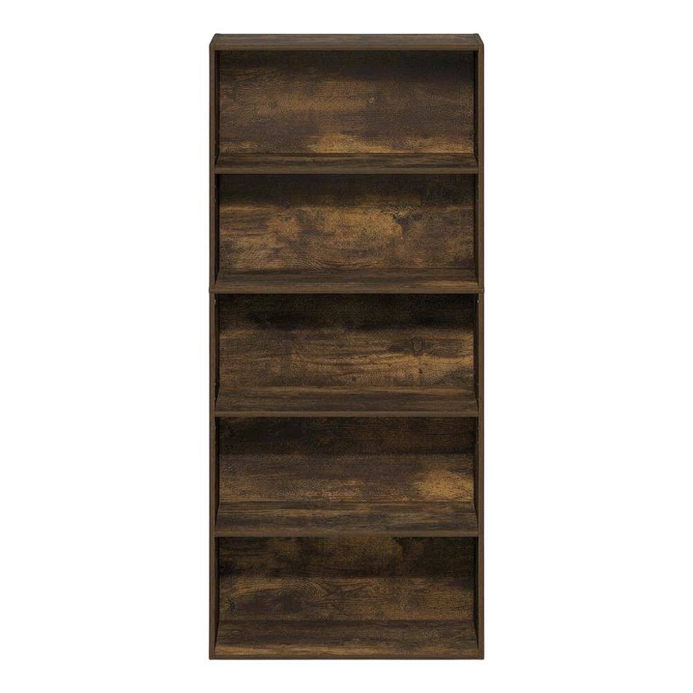Back. FurniFact - Amber Pine 5-Tier Bookshelf with Adjustable Shelves for Organization - Amber Pine.