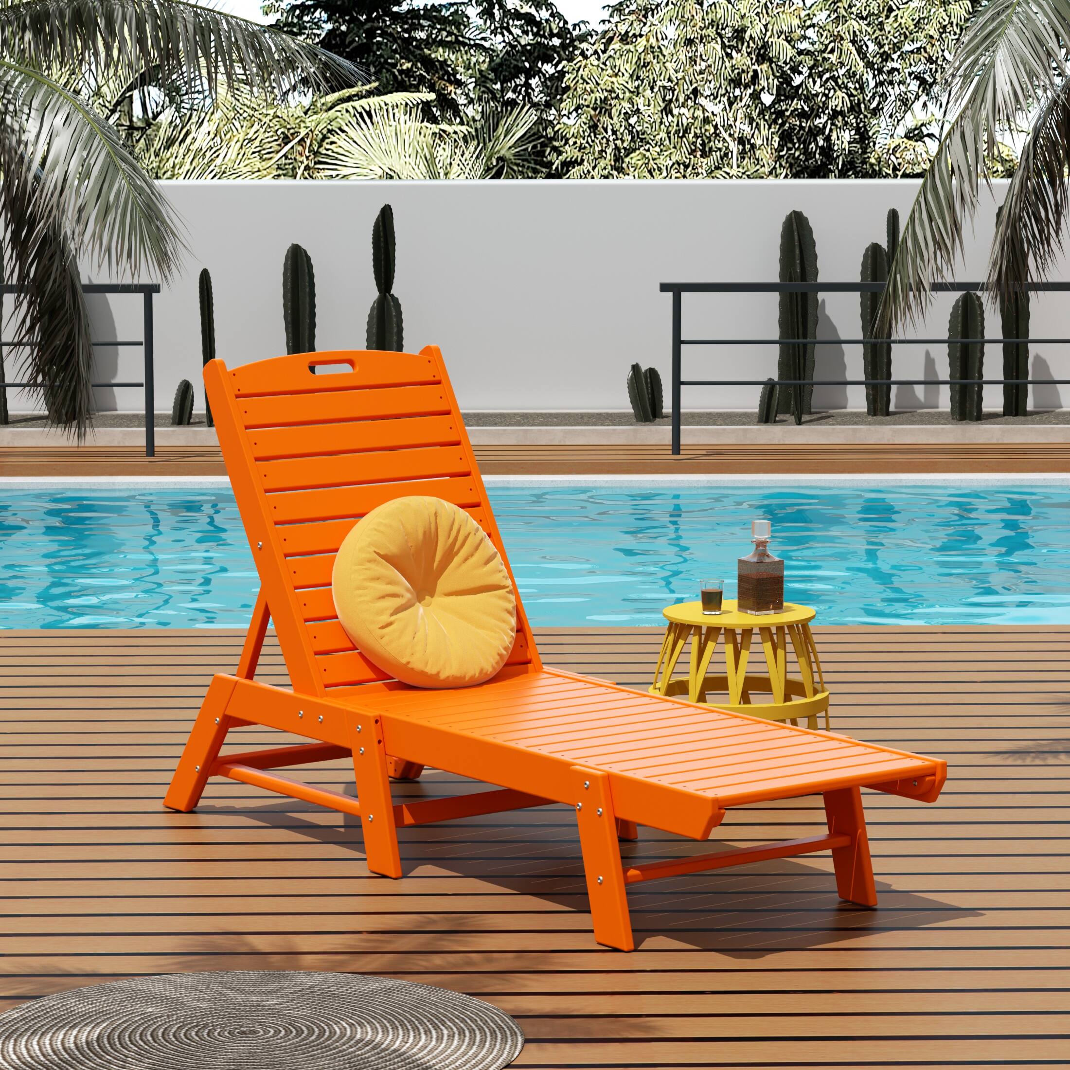 Angle. WestinTrends - WestinTrends Malibu Poly Reclining Outdoor Patio Chaise Lounge Chair Adjustable - Orange.