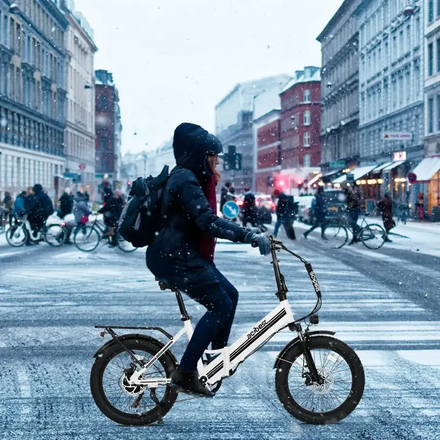 Alt View 5. Actbest - Speedy ST Commuting Electric Bike Step Thru Folding Fat Tire Ebike w/ 40mi Max Range 20mph Top Speed 750w Peak Power - White.