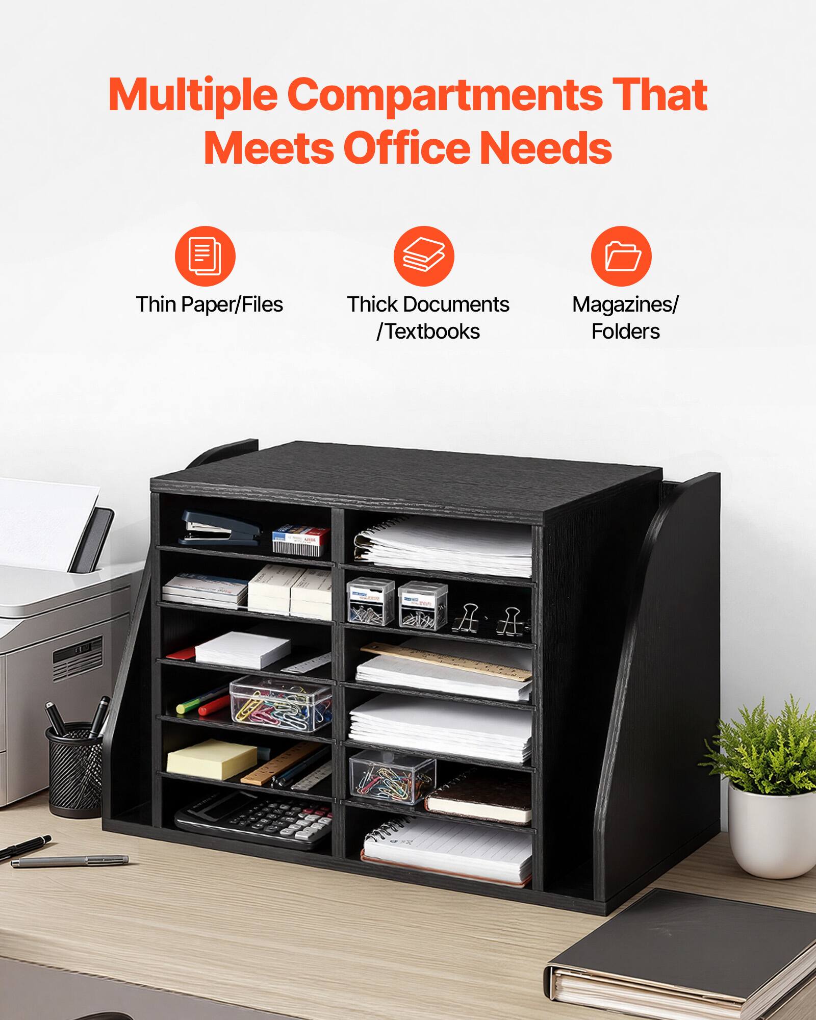 Multiple Compartments That Meets Office Needs

- Thin Paper/Files
- Thick Documents / Textbooks
- Magazines/ Folders