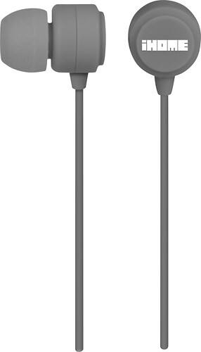 Front Standard. iHome - Earbud Headphones - Gray.