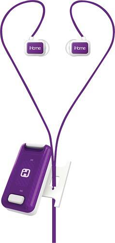 Front Standard. iHome - Earbud Headphones - White/Purple.