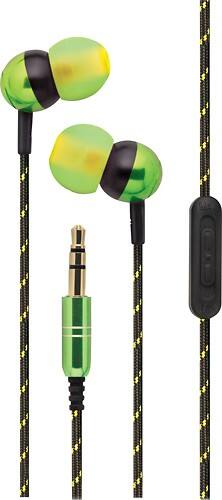 Front Standard. iHome - Earbud Headphones - Green/Yellow.