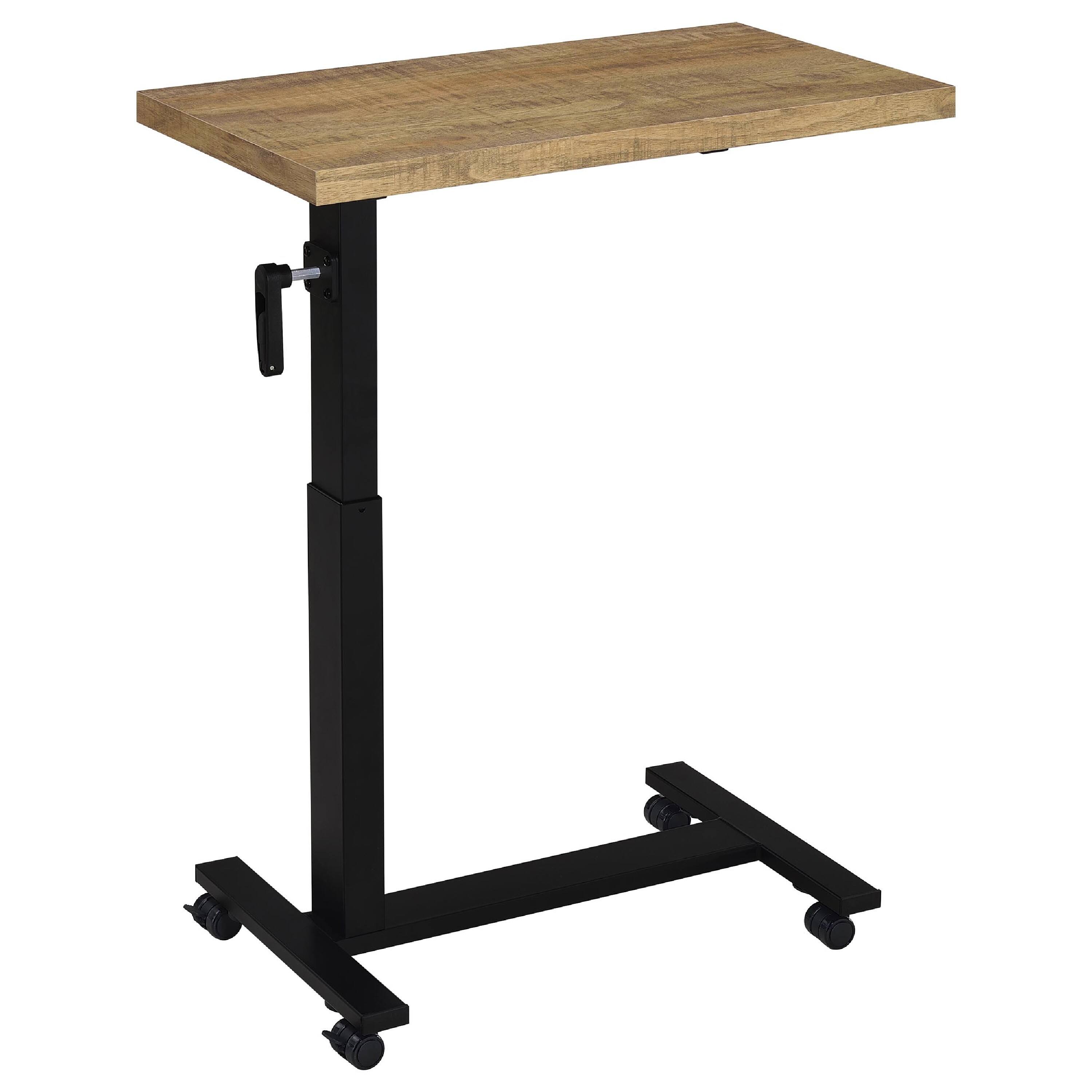 Alt View 1. Manhattan Lane - Park C-Shape Mobile Overbed Table, Steel Base, 28-40 Inch - Mango Brown, Black.