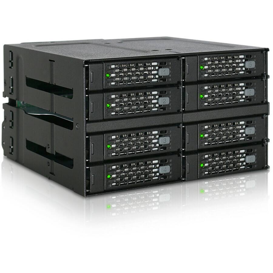 Alt View 1. Icy Dock - Icy Dock ToughArmor MB508SP-B Drive Enclosure for 5.25" - Mini-SAS HD Host Interface Internal - Black - 8 x HDD.
