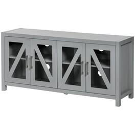 Homcom - TV Cabinet for up to 58" TVs, 4 Glass Doors - Gray