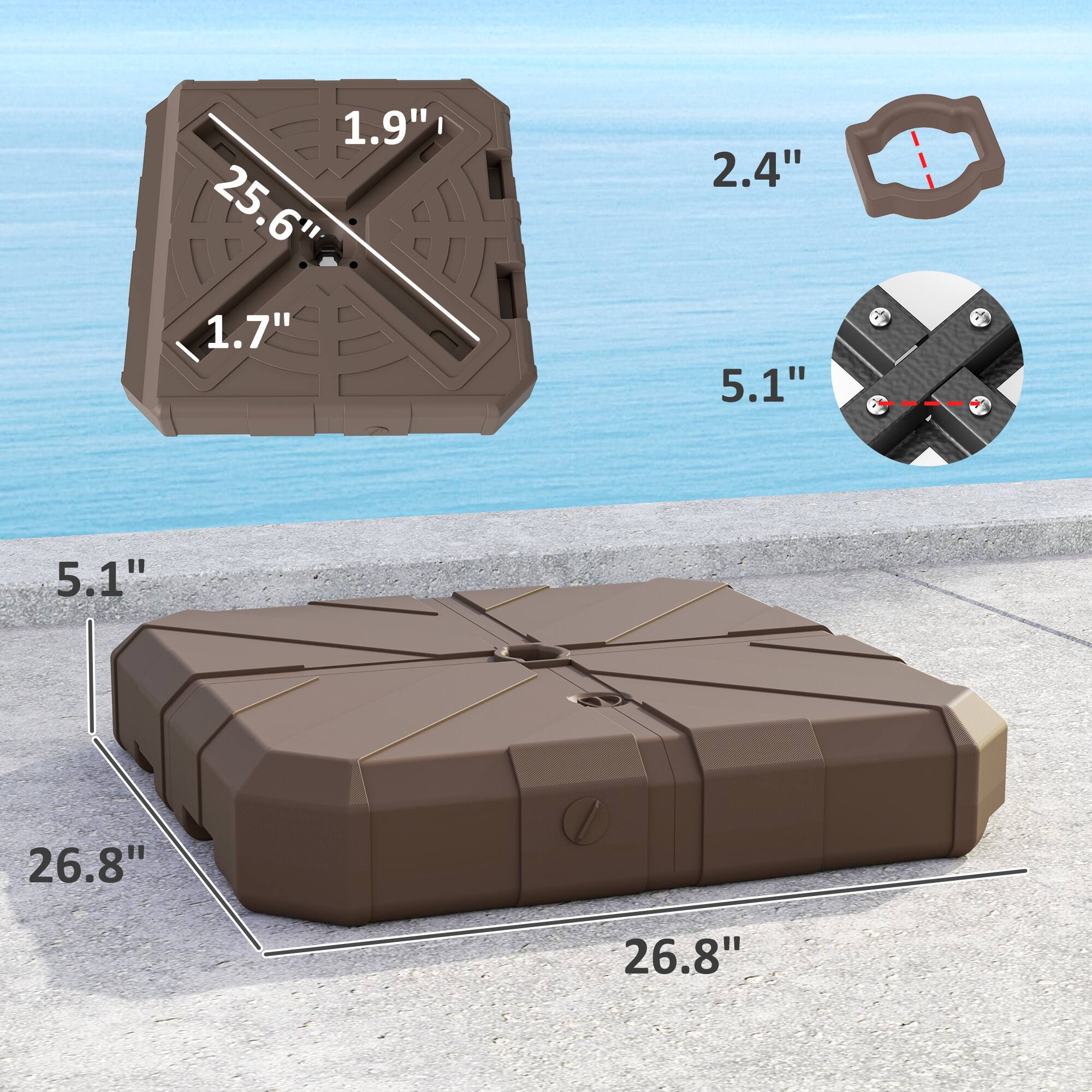 1.9"  
25.6"  
1.7"  
2.4"  
5.1"  
5.1"  
26.8"  
26.8"